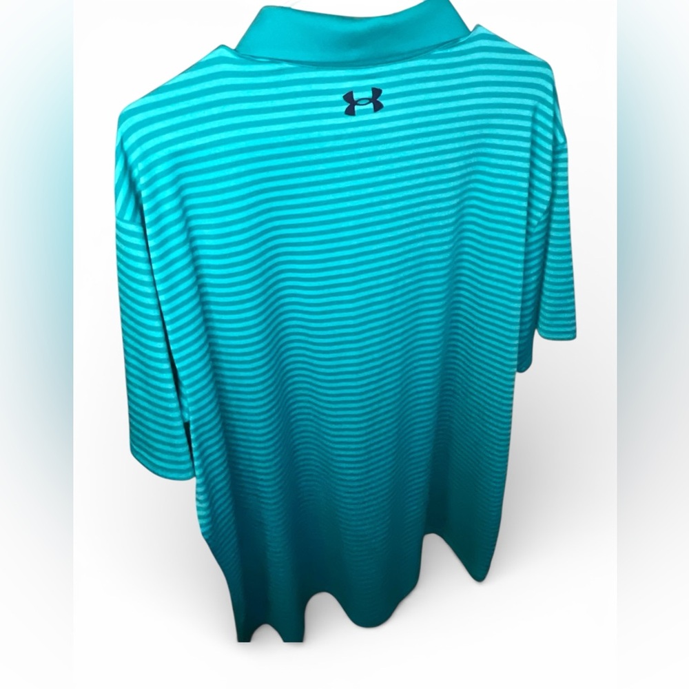 Under Armour Men's Teal Striped Polo Shirt - Picture 2 of 3